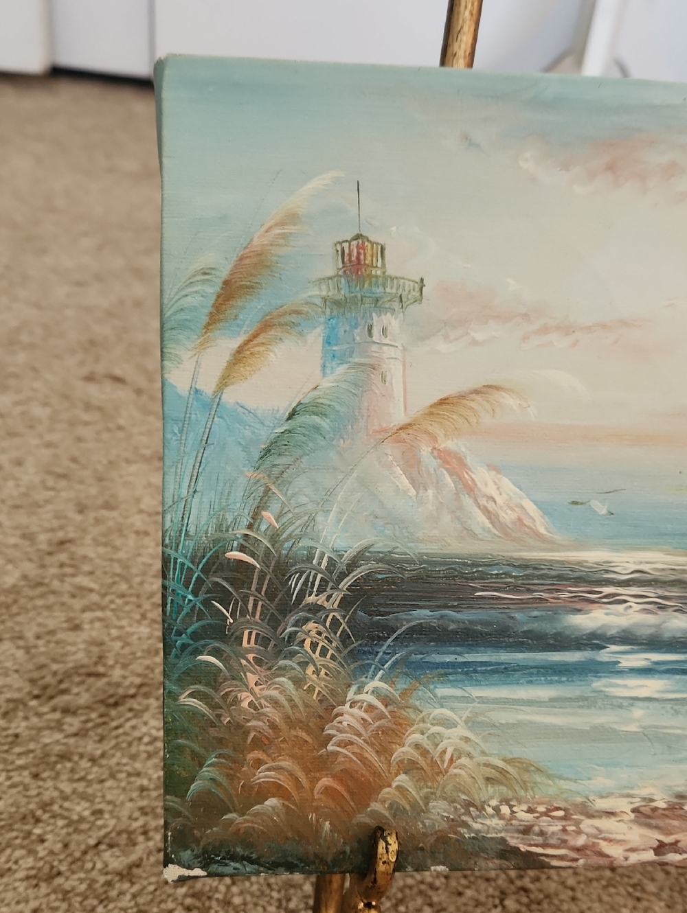 Vintage Beach Oil Painting By Duggan - Picture 3 of 5